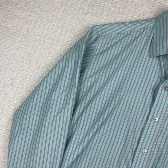 Ermenegildo Zegna Dress Shirt Men XL 16 1/2 Baby Blue / Grey Silver Lined - Picture 3 of 16